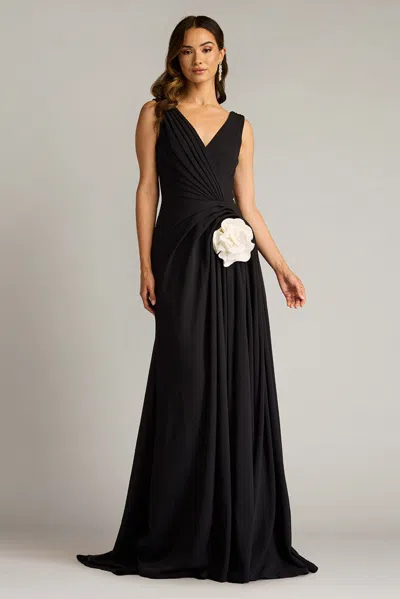 Tadashi Shoji Textured Crepe Sleeveless Gown In Multi