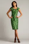 Tadashi Shoji Textured Jacquard Cap Sleeve Dress In Multi