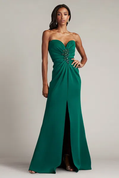 Tadashi Shoji Tia Draped Strapless Gown In Green