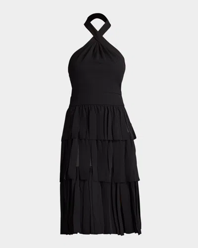 Tadashi Shoji Bos25458m Short Homecoming Knee Length Fringe Dress In Black