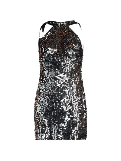 Tadashi Shoji Tiff Sequin Razerback Mini Dress In Silver