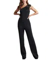 Tadashi Shoji Tilly Embellished One-shoulder Jumpsuit In Black