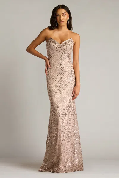 Tadashi Shoji Tribe Inspired Paillette Embroidered Strapless Gown In Multi