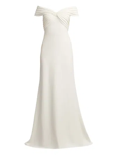 Tadashi Shoji Twisted Off-shoulder Maxi Dress In White