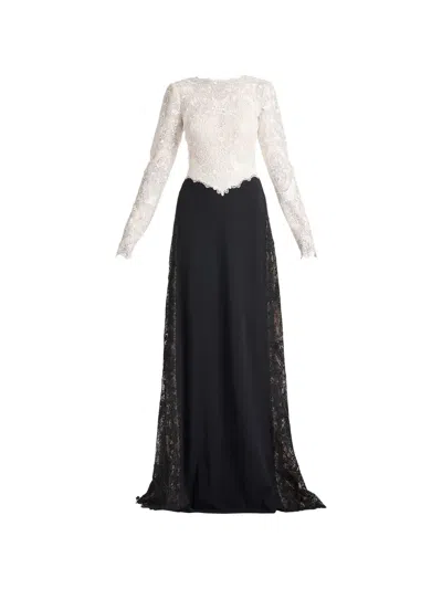 Tadashi Shoji Vianne Lace-panelled Long-sleeve Maxi Dress In Multi