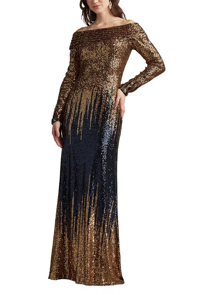 TADASHI SHOJI VIONNE OFF-SHOULDER SEQUIN GOWN