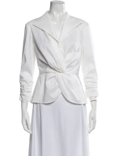 Pre-owned Tadashi Shoji V-neck Long Sleeve Top In White