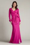 Tadashi Shoji Weldon Draped Half Bow Gown In Pink