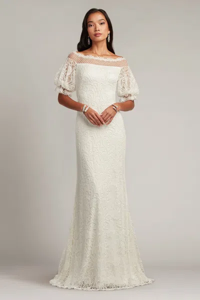 Tadashi Shoji Whelan Embroidered Puff In White