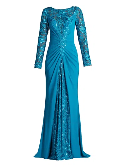 TADASHI SHOJI WHITLEY SEQUIN-EMBELLISHED FLORAL GOWN