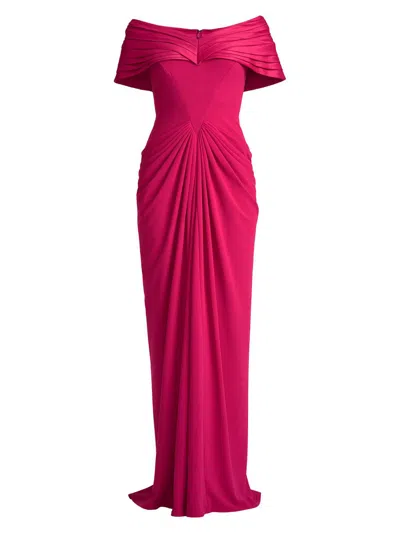 Tadashi Shoji Women's Taffeta & Crepe Off-the-shoulder Gown In Hibiscus