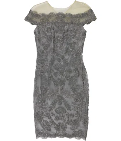 Pre-owned Tadashi Shoji Womens Embroidered Bodycon Dress In Gray