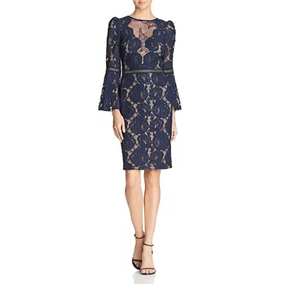 Tadashi Shoji Womens Lace Bell Sleeves Special Occasion Dress In Blue