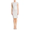 Tadashi Shoji Womens Lace Sequined Cocktail Dress In Silver