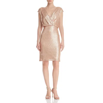 Tadashi Shoji Womens Sequined Sparkle Cocktail Dress In Pink