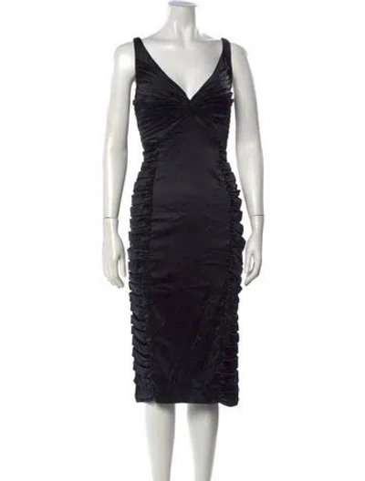 Pre-owned Tadashi Silk Knee-length Dress In Black