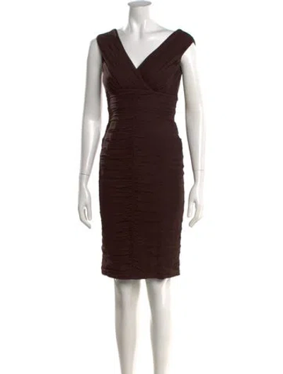 Pre-owned Tadashi Silk Knee-length Dress In Brown
