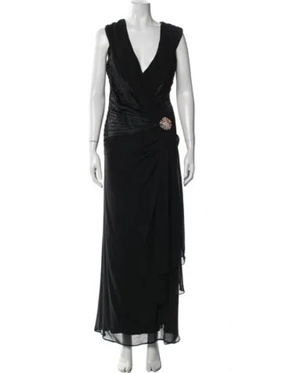 Pre-owned Tadashi Silk Long Dress In Black
