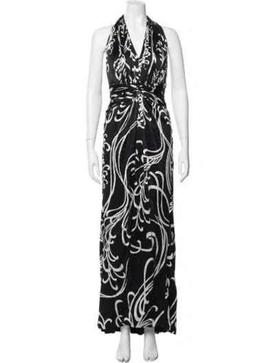 Pre-owned Tadashi Silk Long Dress In Black