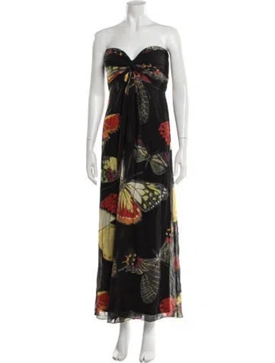 Pre-owned Tadashi Silk Long Dress In Black