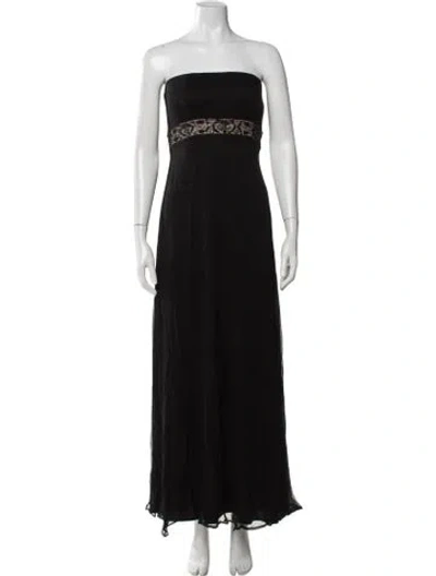 Pre-owned Tadashi Silk Long Dress In Black