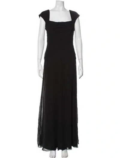 Pre-owned Tadashi Silk Long Dress In Black
