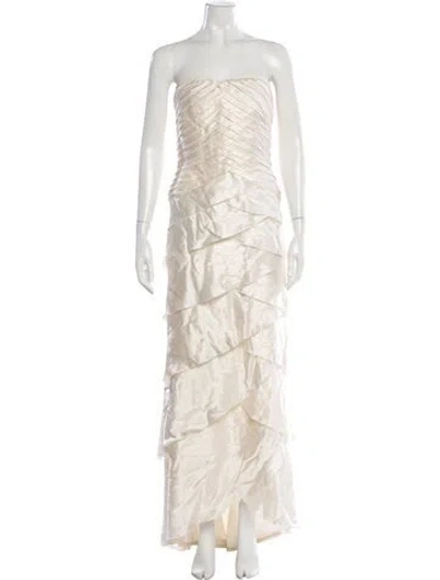 Pre-owned Tadashi Silk Long Dress In Neutral
