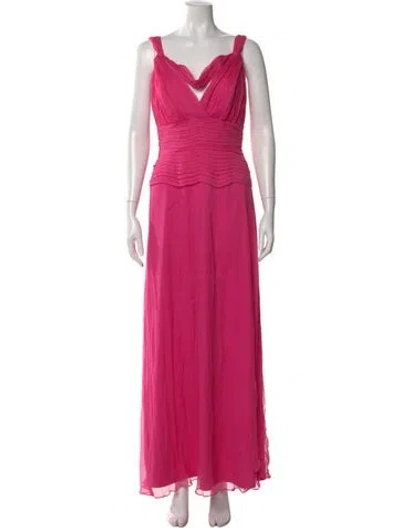 Pre-owned Tadashi Silk Long Dress In Pink