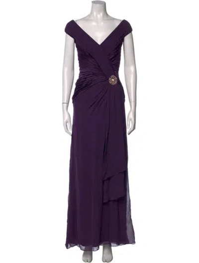 Pre-owned Tadashi Silk Long Dress In Purple
