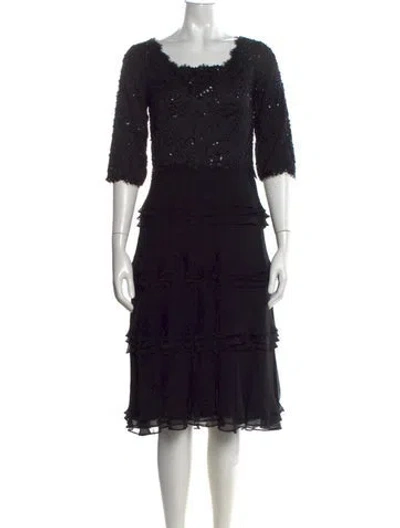 Pre-owned Tadashi Silk Midi Length Dress In Black