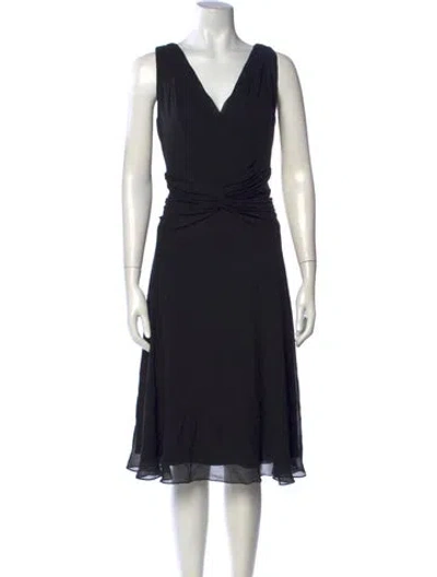 Pre-owned Tadashi Silk Midi Length Dress In Black