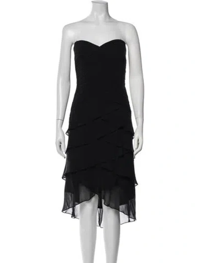 Pre-owned Tadashi Silk Midi Length Dress In Black