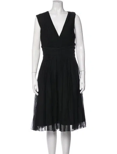 Pre-owned Tadashi Silk Midi Length Dress In Black