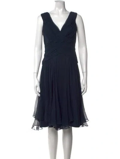 Pre-owned Tadashi Silk Midi Length Dress In Blue