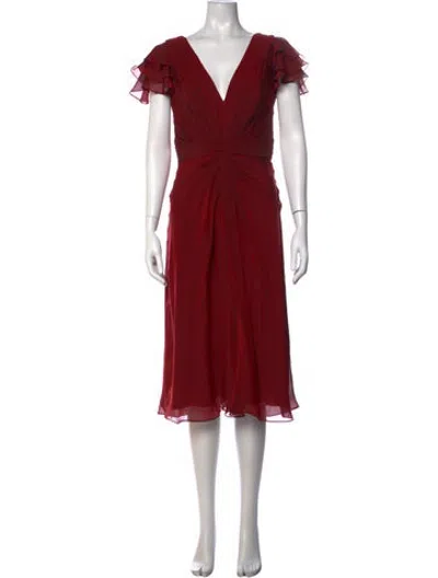 Pre-owned Tadashi Silk Midi Length Dress In Red