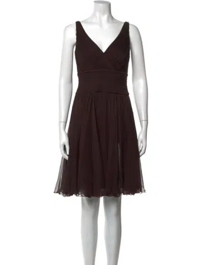 Pre-owned Tadashi Silk Mini Dress In Brown