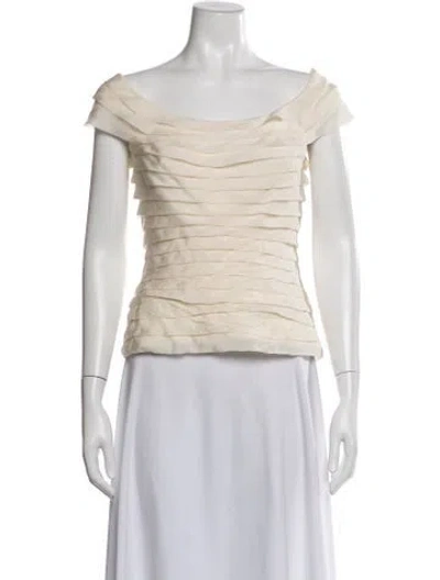 Pre-owned Tadashi Silk Off-the-shoulder Top In Neutrals