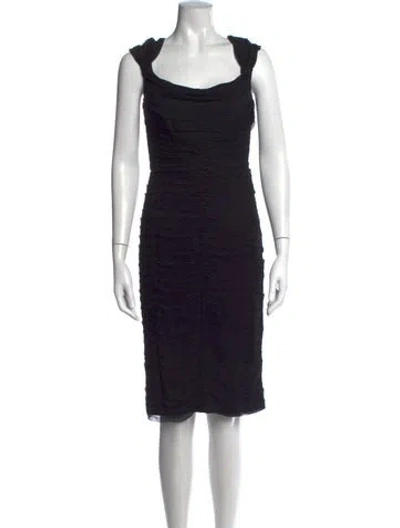 Pre-owned Tadashi Square Neckline Knee-length Dress In Black