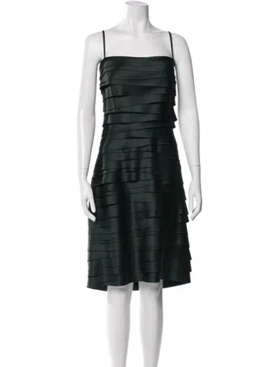 Pre-owned Tadashi Square Neckline Knee-length Dress In Green