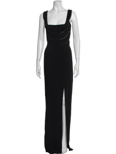 Pre-owned Tadashi Square Neckline Long Dress In Black