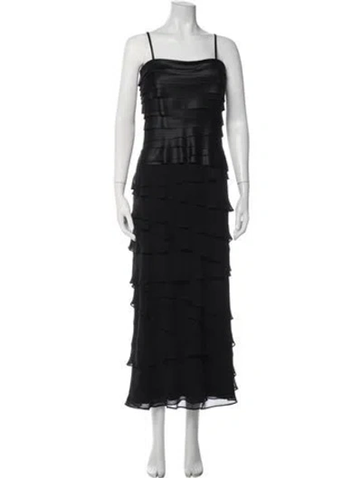 Pre-owned Tadashi Square Neckline Long Dress In Black