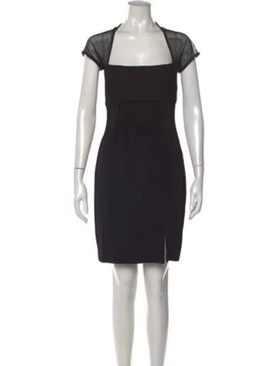 Pre-owned Tadashi Square Neckline Mini Dress In Black