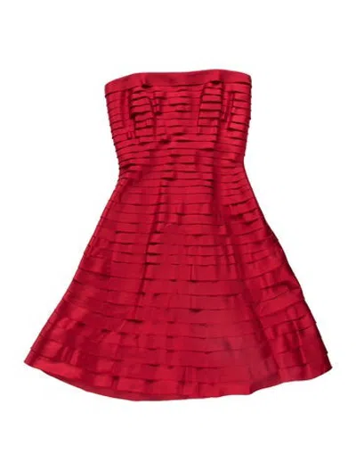 Pre-owned Tadashi Strapless Knee-length Dress In Red