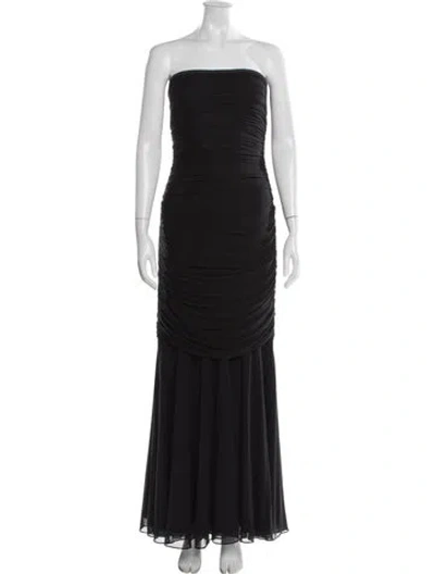 Pre-owned Tadashi Strapless Long Dress In Black