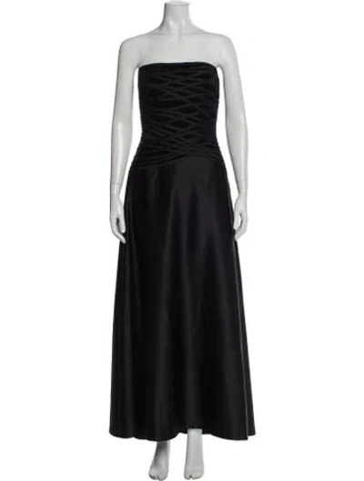 Pre-owned Tadashi Strapless Long Dress In Black