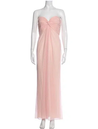 Pre-owned Tadashi Strapless Long Dress In Pink