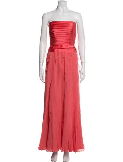 Pre-owned Tadashi Strapless Long Dress In Red