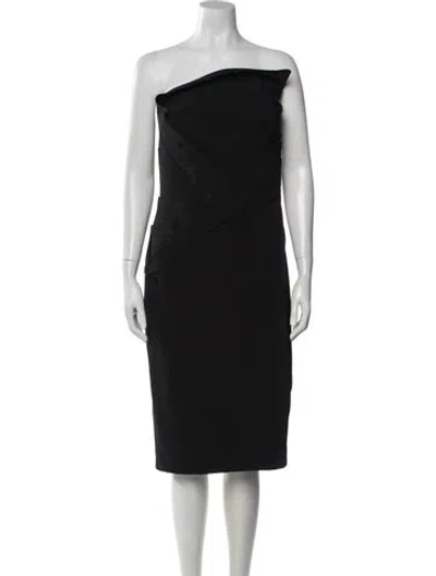 Pre-owned Tadashi Strapless Midi Length Dress In Black