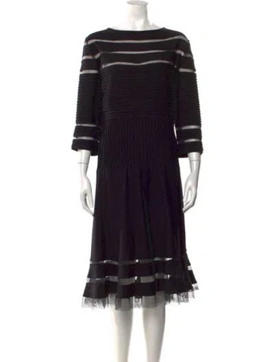 Pre-owned Tadashi Striped Midi Length Dress In Black
