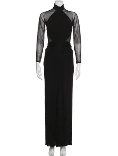 Pre-owned Tadashi Turtleneck Long Dress In Black